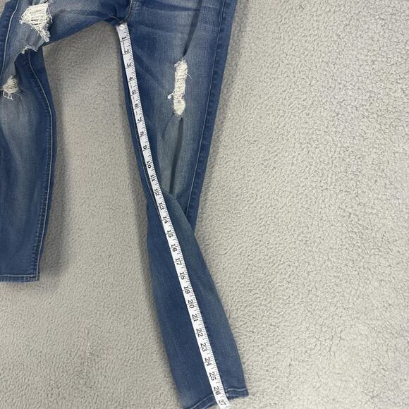 7 For All Mankind Jeans Womens 27 Blue Skinny Distressed Ankle Stretch Denim - Picture 3 of 15